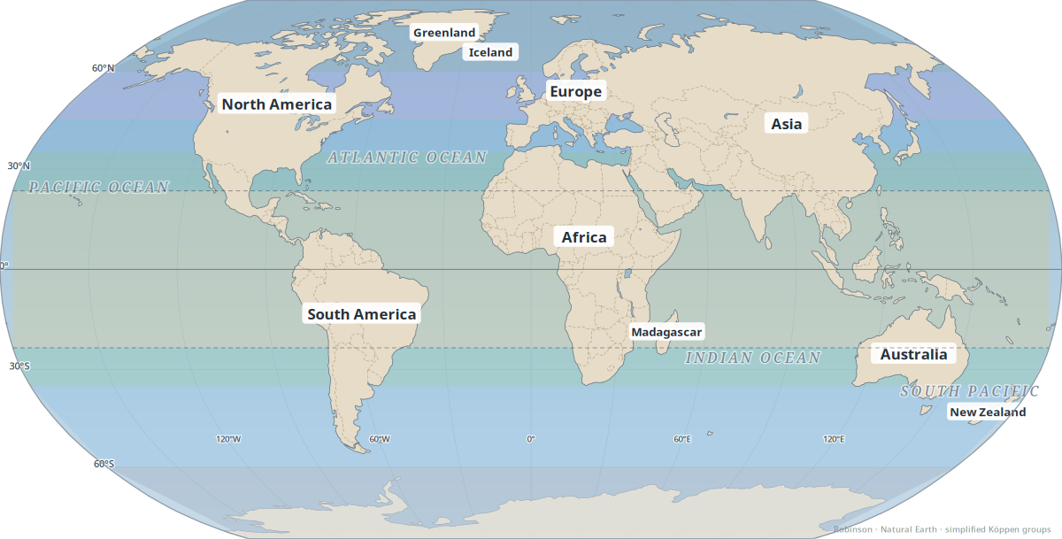 Köppen climate classes — geography reference map