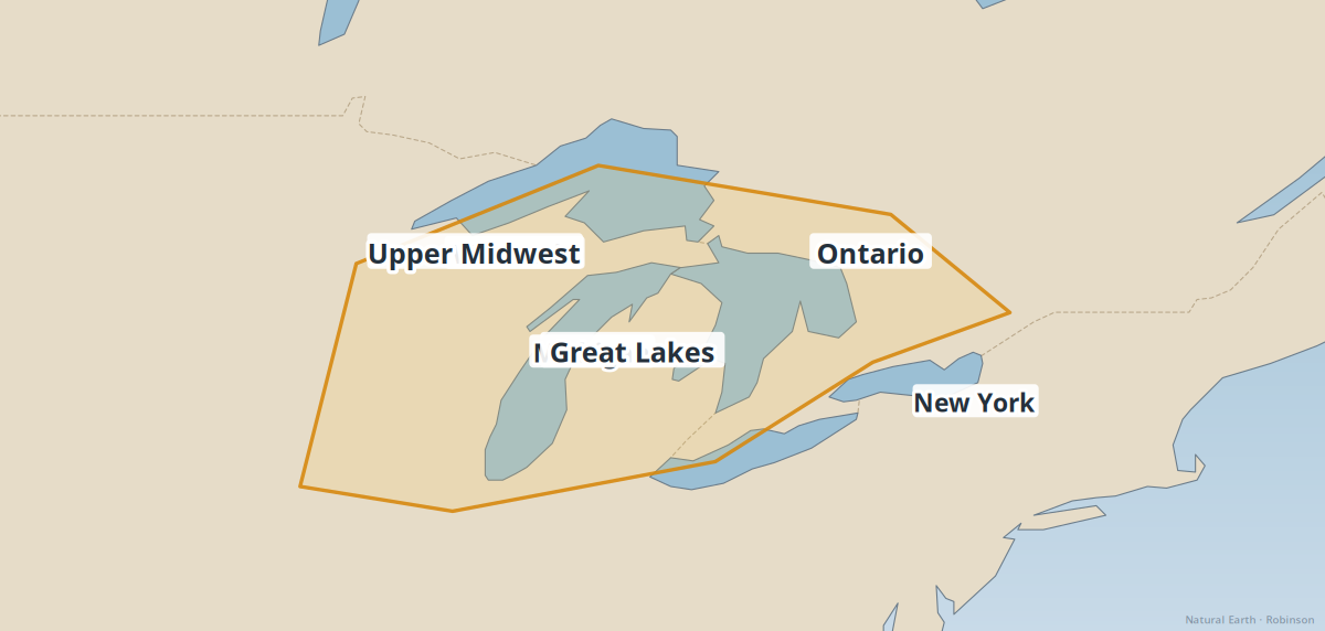 Great Lakes region — geography reference map